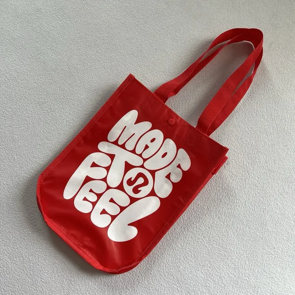 Lululemon Red Made To Feel 2026 Small Reusable Snap Tote Bag Gym Shopping Lunch